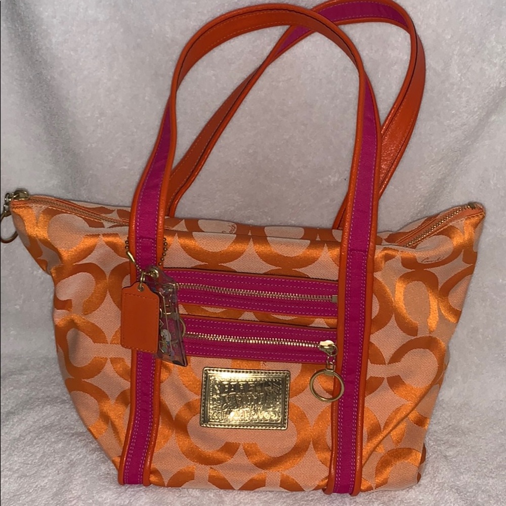 COACH Poppy Pink/Orange Tote